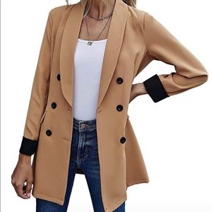 NWOT SHEIN Blazer Shawl Collar Button Jacket  $32 Tan